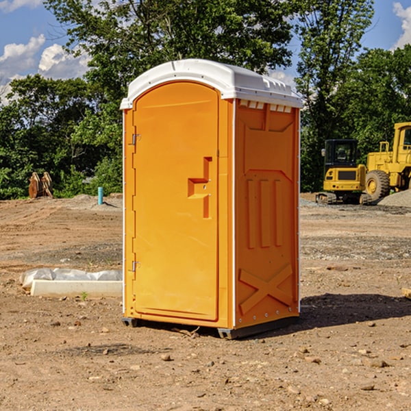 how often are the portable restrooms cleaned and serviced during a rental period in Dauphin